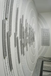 detroit graphic design and sign company ideation uses three dimensional form on this donor wall